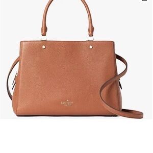 NWT Kate Spade Leila Triple Compartment crossbody shoulder Brown Leather Satchel